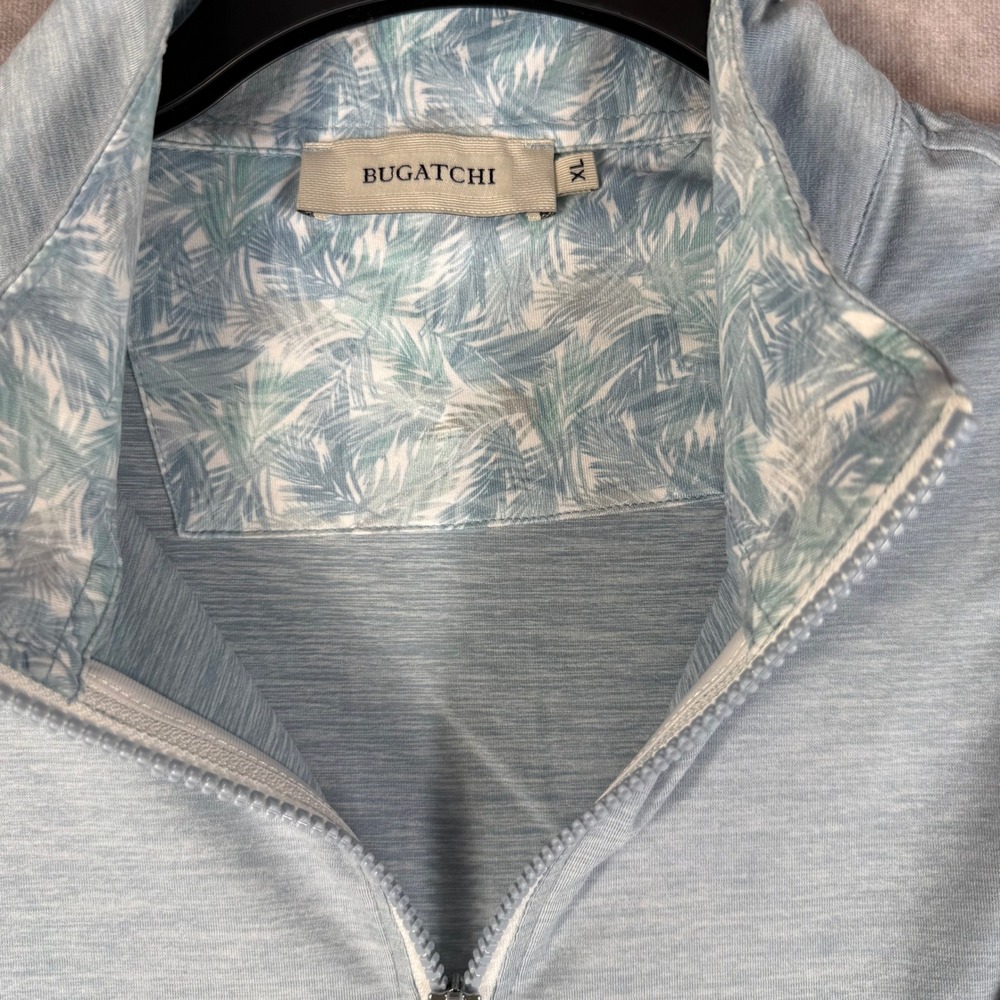 Bugatchi Pullover Shirt Men‎ XL Blue Heathered Stretch Performance Quarter Zip - Picture 4 of 9